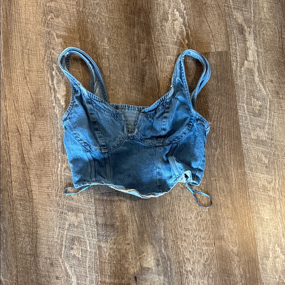 Lone Star Blue Denim Crop Top